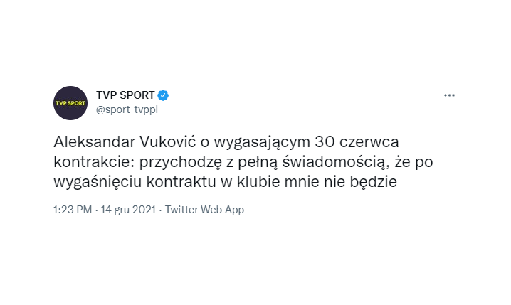 Vuković na temat SWOJEJ PRZYSZŁOŚCI w Legii